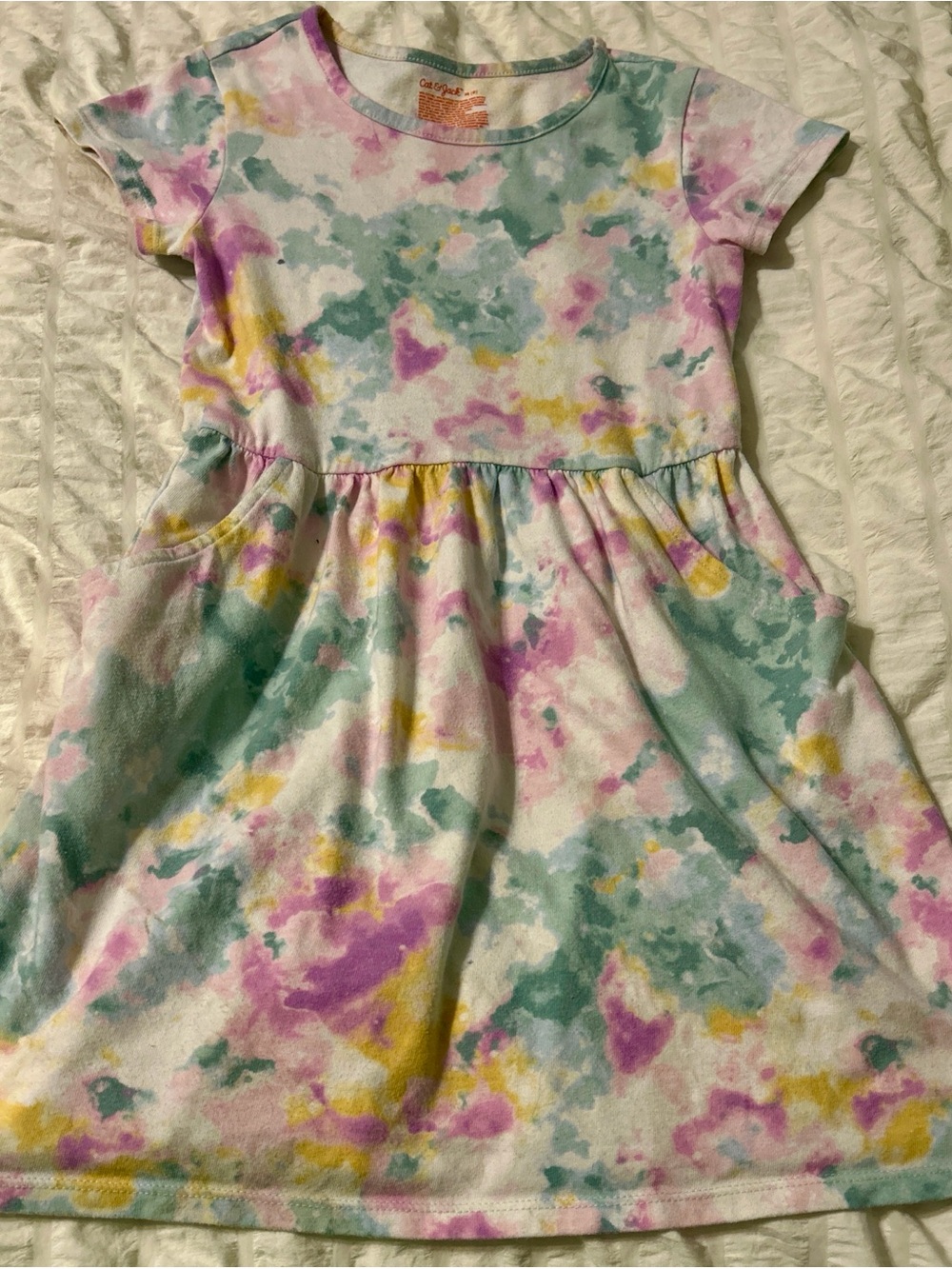 Cat & Jack Pastel Tie-Dye Pocket Dress - Pink, Teal, Purple, Yellow